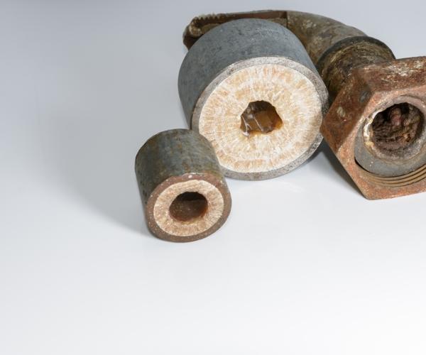 Hard water calcium deposits in water pipes